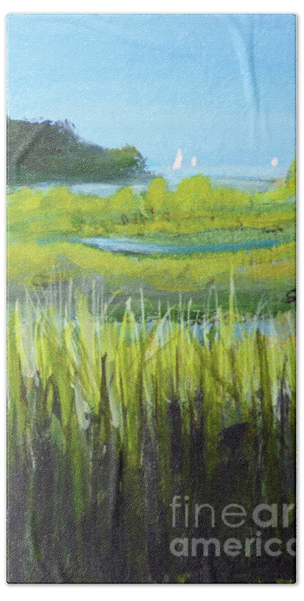 Landscape Beach Towel featuring the painting Cape Marsh by Sharon Williams Eng