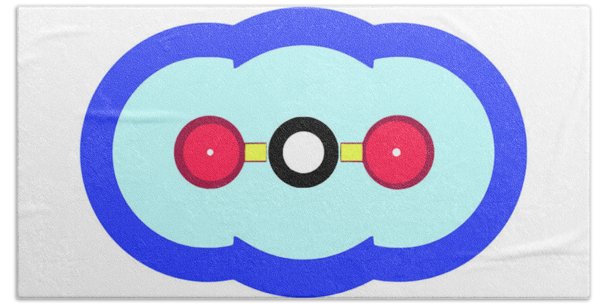  Ball And Stick Beach Towel featuring the digital art CARBON DIOXIDE MOLECULE White Vector by Russell Kightley