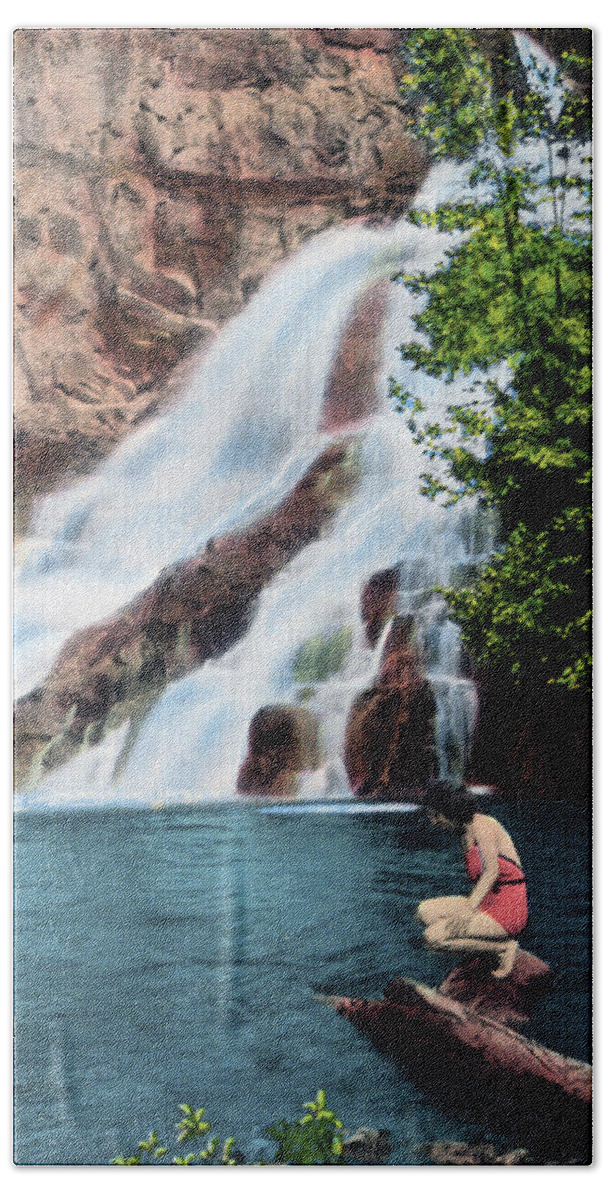 Duluth Beach Towel featuring the photograph Caribou Falls by Zenith City Press