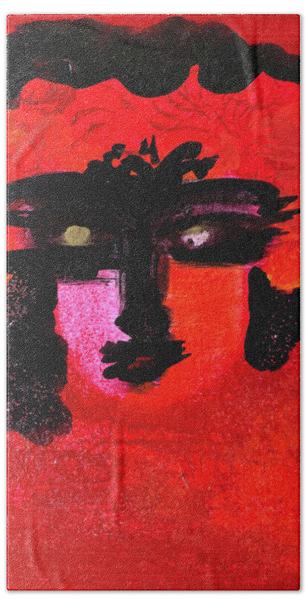 Red Beach Towel featuring the painting Carnivale by Leslie Porter