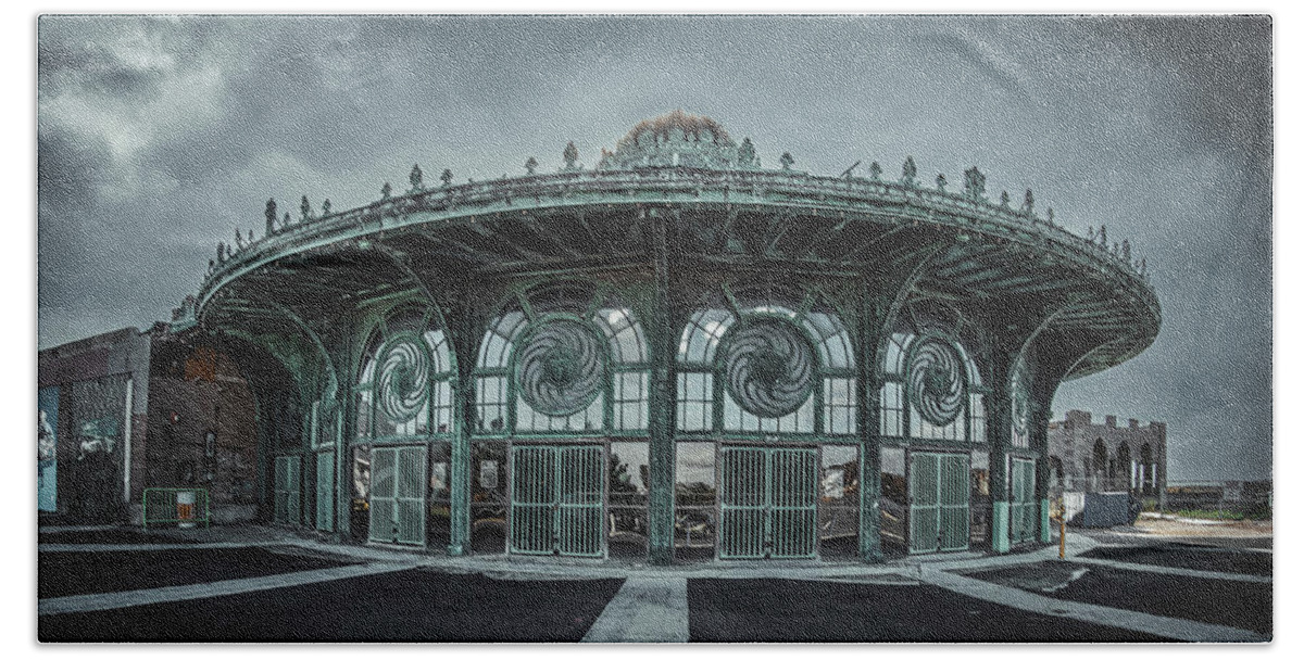 Nj Shore Photography Beach Towel featuring the photograph Carousel Building - Asbury Park by Steve Stanger