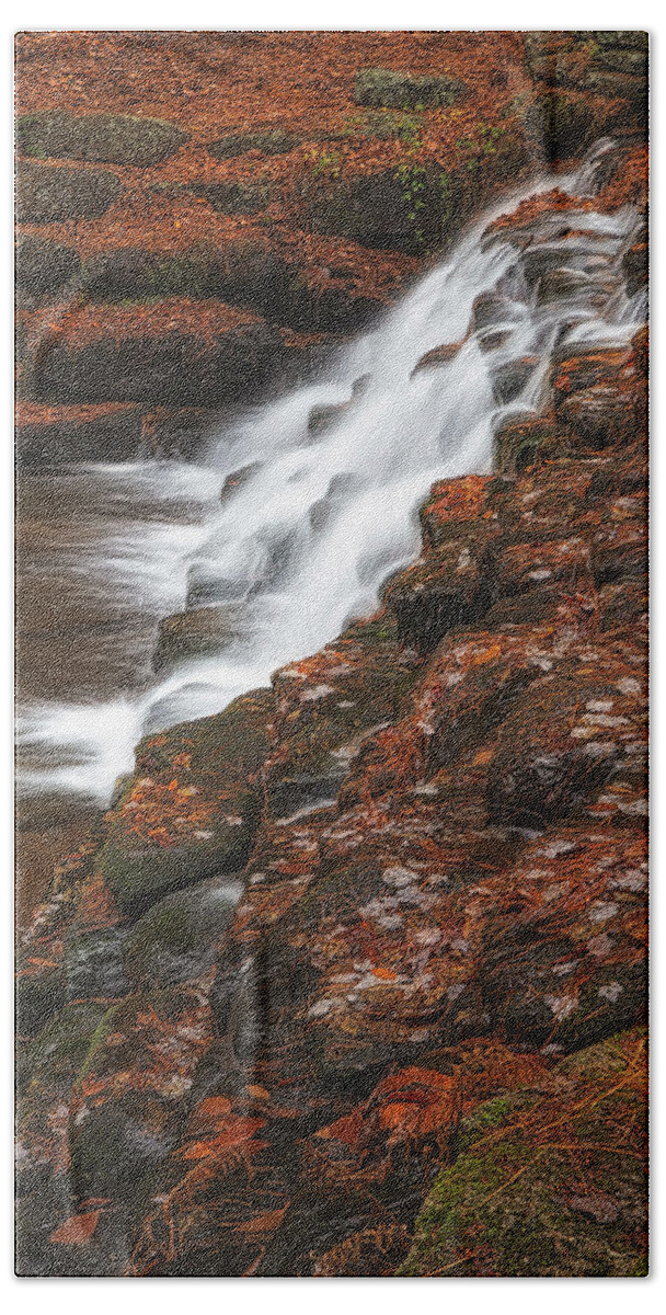 Waterfall Beach Towel featuring the photograph Cascade And Fall Foliage by Susan Candelario