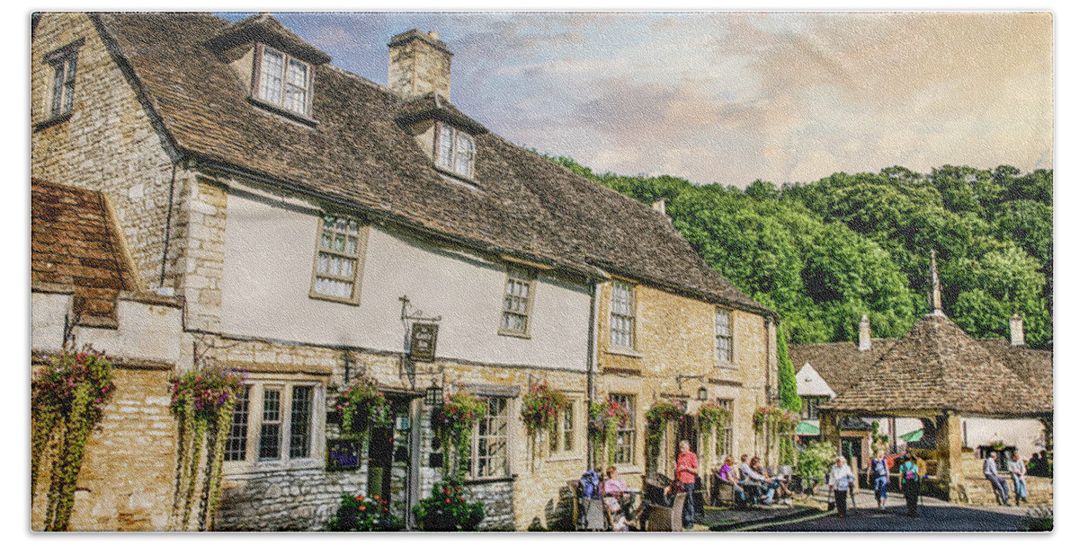 Market Beach Towel featuring the photograph Castle Combe Village, UK by Chris Smith