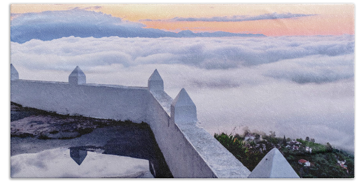 Andalucia Beach Towel featuring the photograph Castle in the clouds by Gary Browne