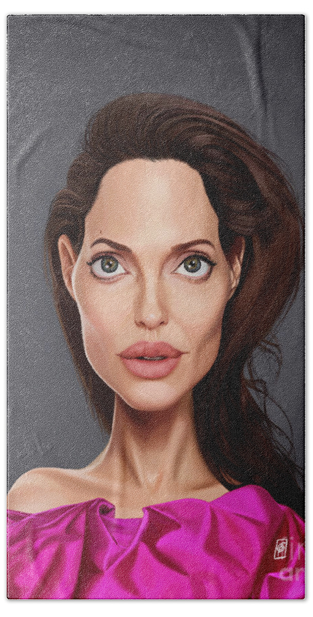 Illustration Beach Towel featuring the digital art Celebrity Sunday - Angelina Jolie by Rob Snow