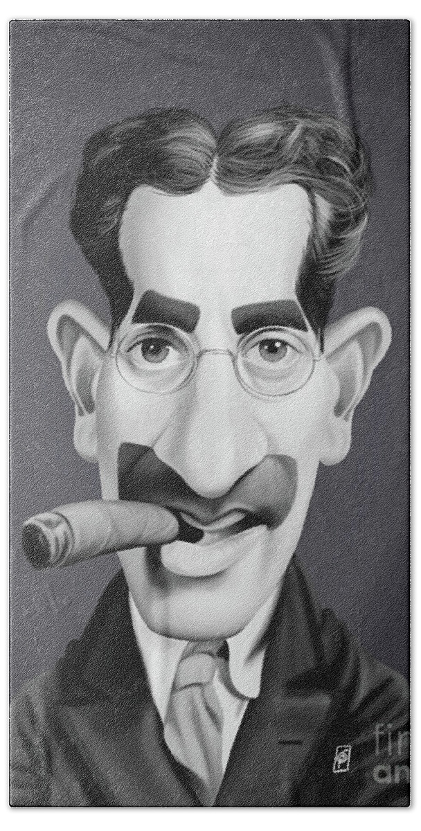 Illustration Beach Towel featuring the digital art Celebrity Sunday - Groucho Marx by Rob Snow