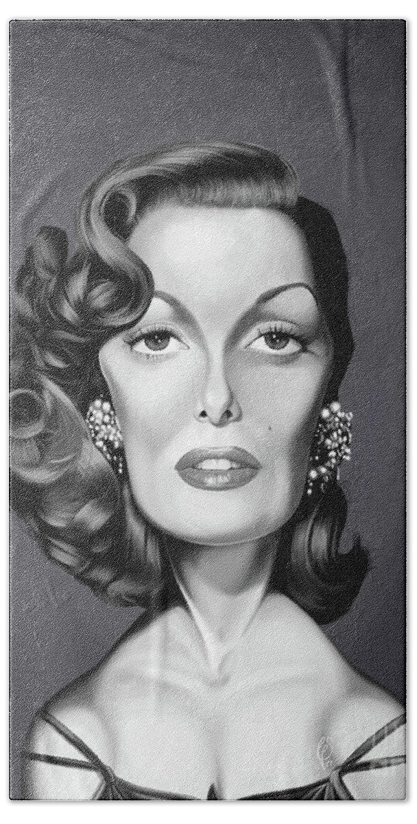 Illustration Beach Towel featuring the digital art Celebrity Sunday - Jane Russell by Rob Snow