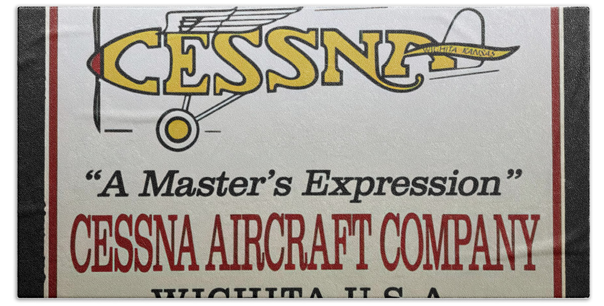 Cessna Beach Towel featuring the photograph Cessna Vintage aircraft sign by Flees Photos