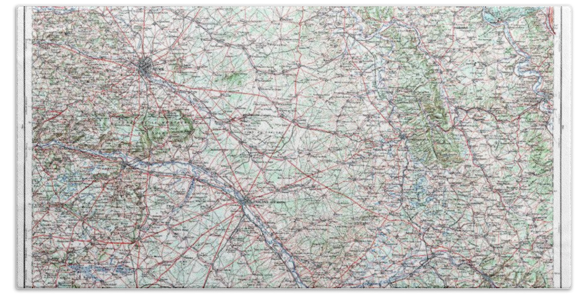 Color Beach Towel featuring the photograph Chalons France 1912 Map by Pete Klinger