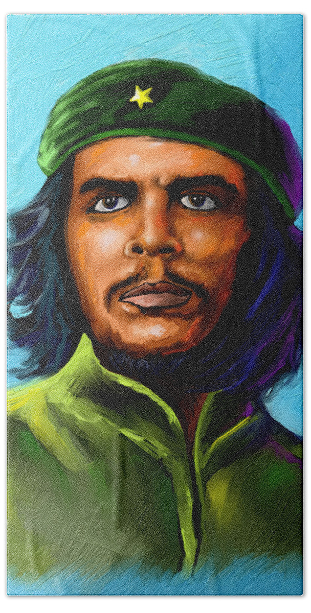  Beach Towel featuring the painting Che Guevara by Anthony Mwangi