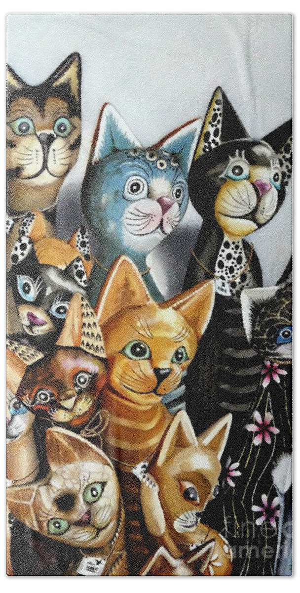 Cat Beach Towel featuring the painting Cheaper by the Dozen by Jeanette Ferguson