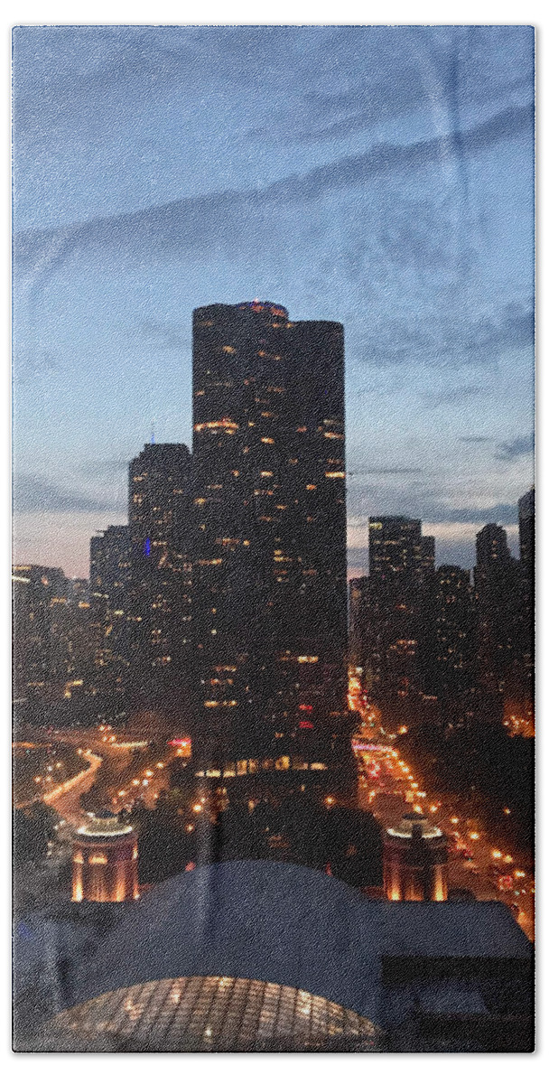 Chicago Beach Towel featuring the photograph Chicago at Dusk by Lee Darnell