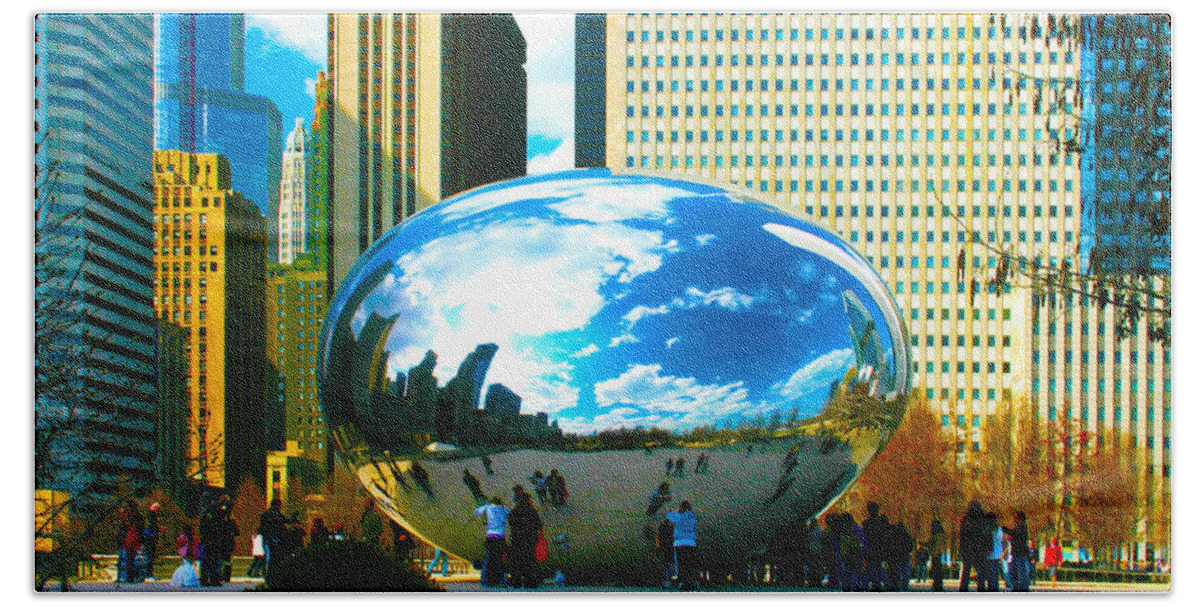 Chicago Skyline Beach Towel featuring the photograph Chicago Skyline Bean by Patrick Malon