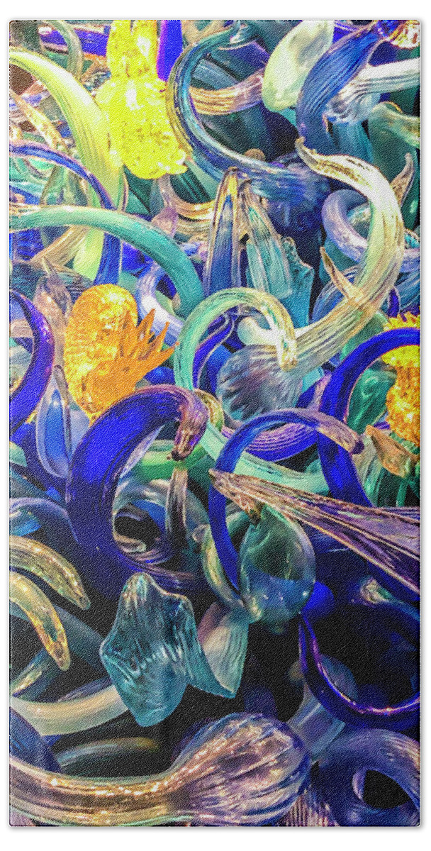 Art Beach Towel featuring the mixed media Chihuly Colored Glass by Pheasant Run Gallery