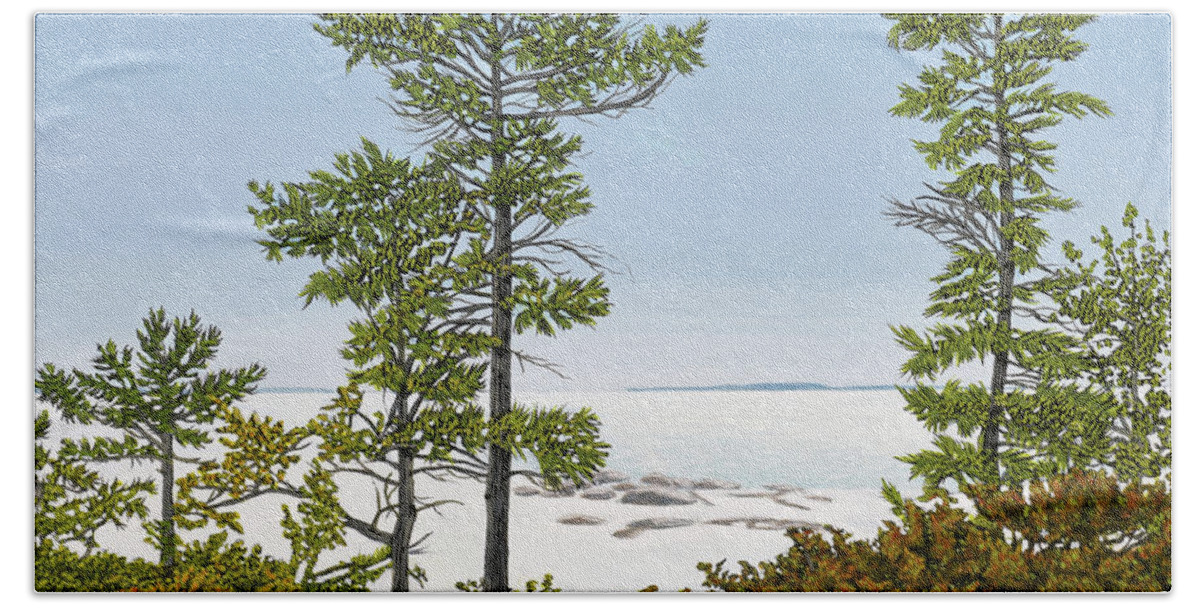Georgian Bay Beach Towel featuring the painting Chikanishing Winter by Kenneth M Kirsch