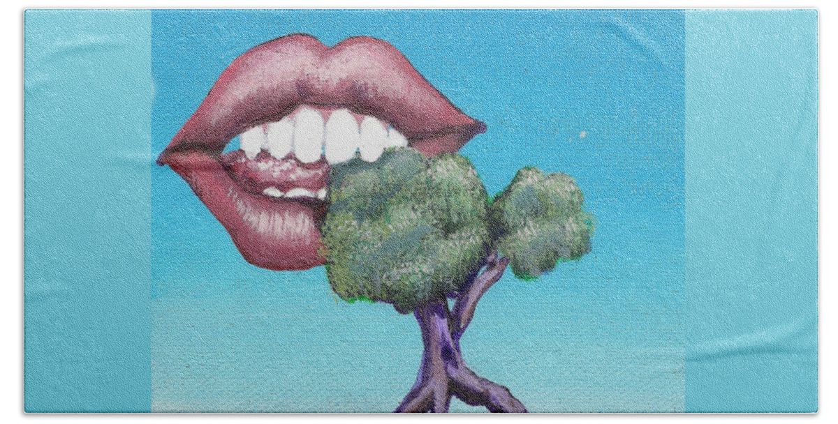 Mouth Beach Towel featuring the painting Chomp by Vicki Noble