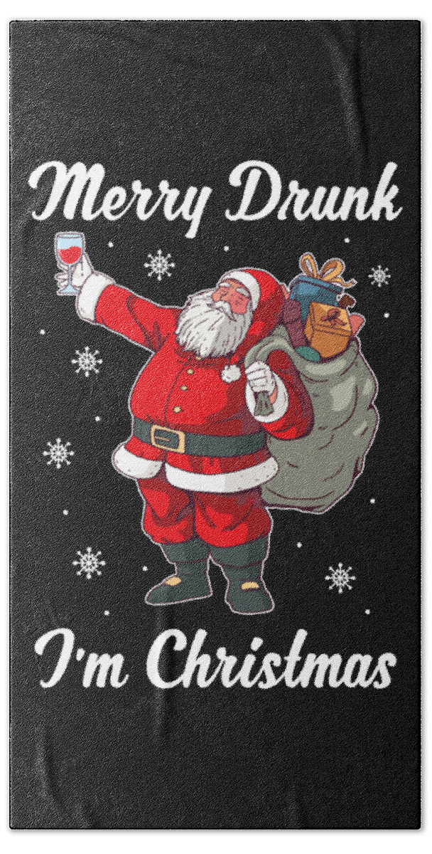 Christmas Funny Merry Drunk Santa Drinking Gift Beach Towel by Haselshirt -  Fine Art America