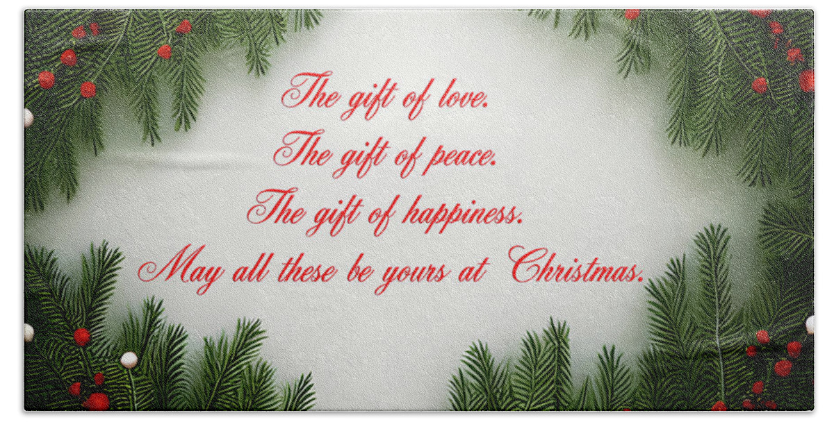 Digital Christmas Greeting Card Beach Towel featuring the digital art Christmas Greeting Card by Beverly Read