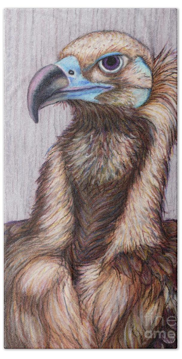 Vulture Beach Towel featuring the painting Cinereous Vulture by Amy E Fraser