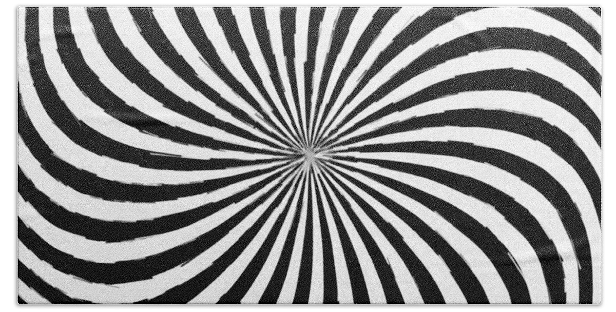 Black Cracked Background Beach Towel featuring the painting Circle Abstract Swirl Black White by Tony Rubino