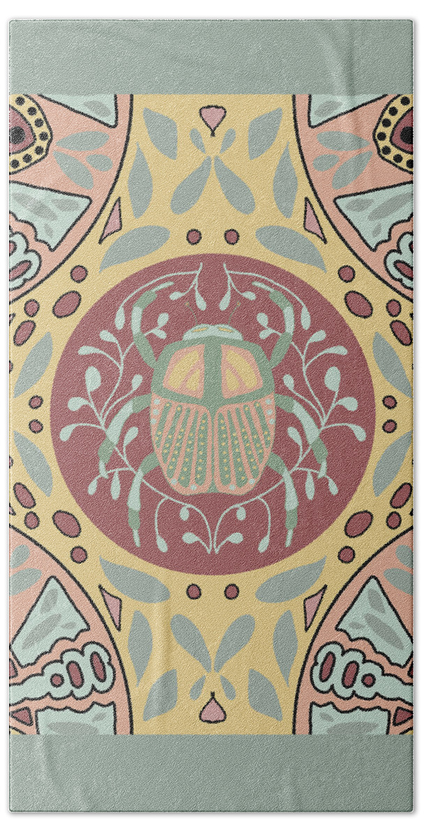Circle Beach Towel featuring the drawing Circle Nouveau Beetle by Nancy Merkle