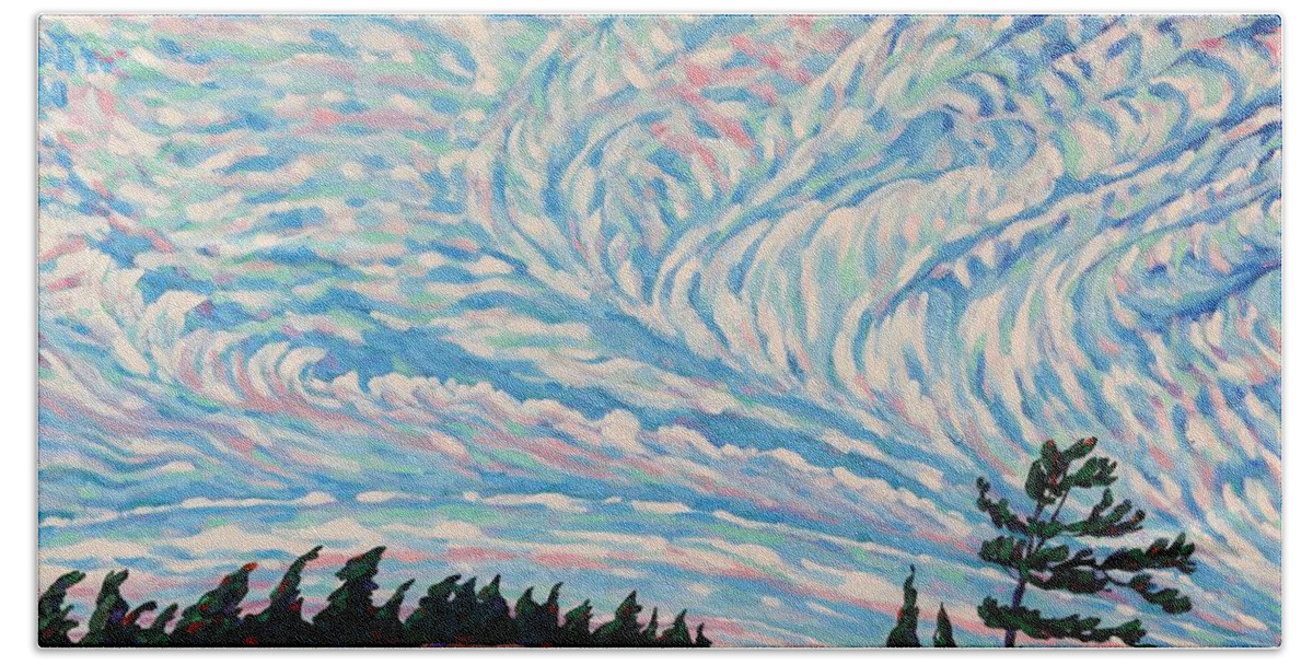 2515 Beach Towel featuring the painting Cirrus Sky Script by Phil Chadwick