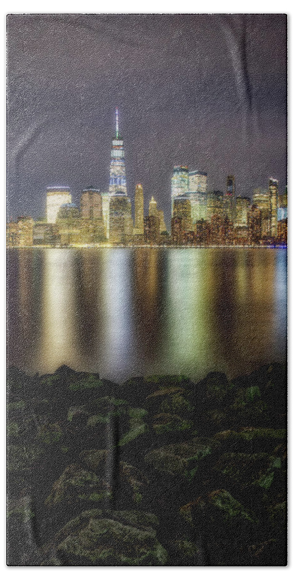 Nyc Beach Towel featuring the photograph City At Night by Zev Steinhardt