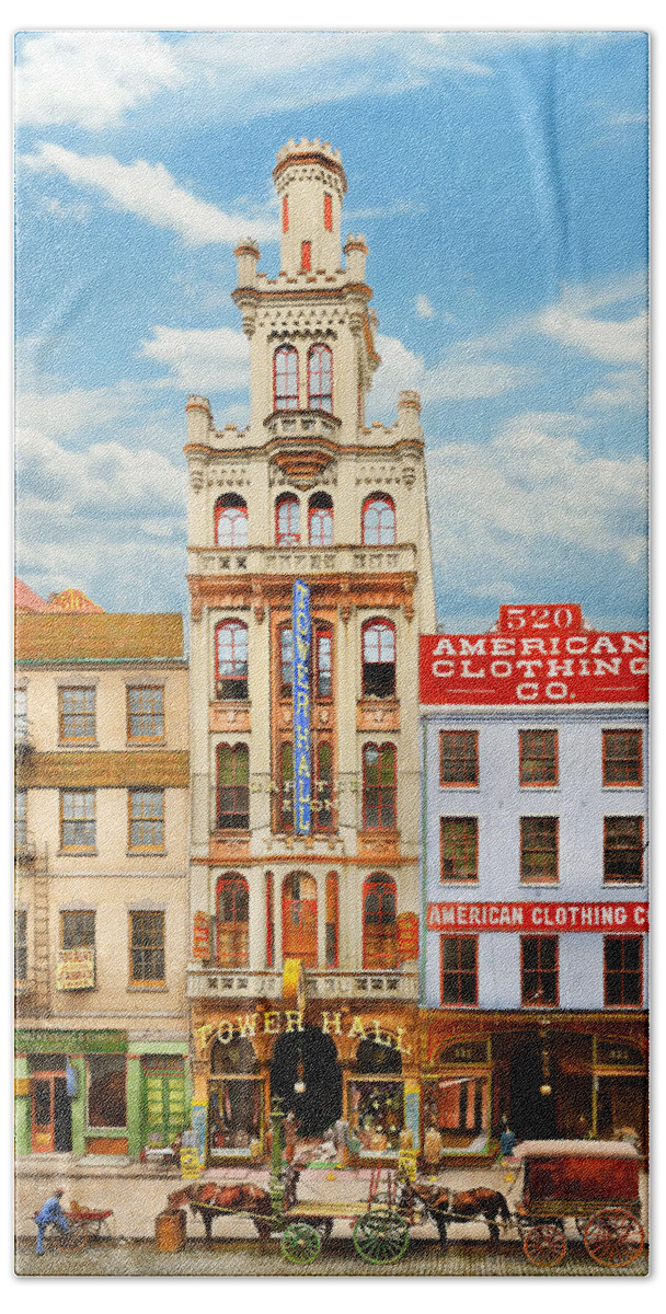 Philadelphia Beach Towel featuring the photograph City - Philadelphia, PA - Bennett's Tower Hall Clothing Bazaar 1898 by Mike Savad