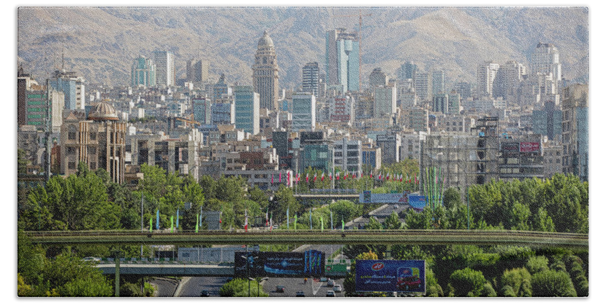 Expressway Beach Towel featuring the photograph City Tehran, Iran by Arterra Picture Library