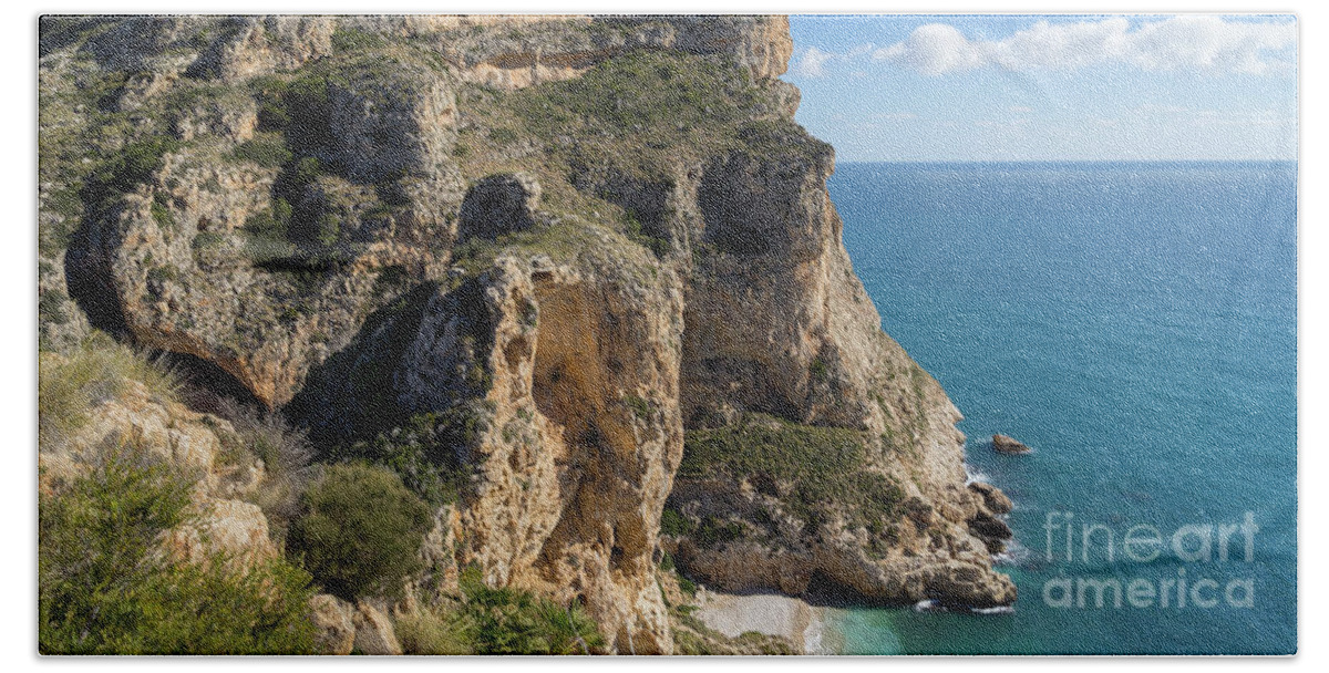 Cliffs Beach Towel featuring the photograph Cliffs and the Mediterranean Sea, Morro Falqui by Adriana Mueller