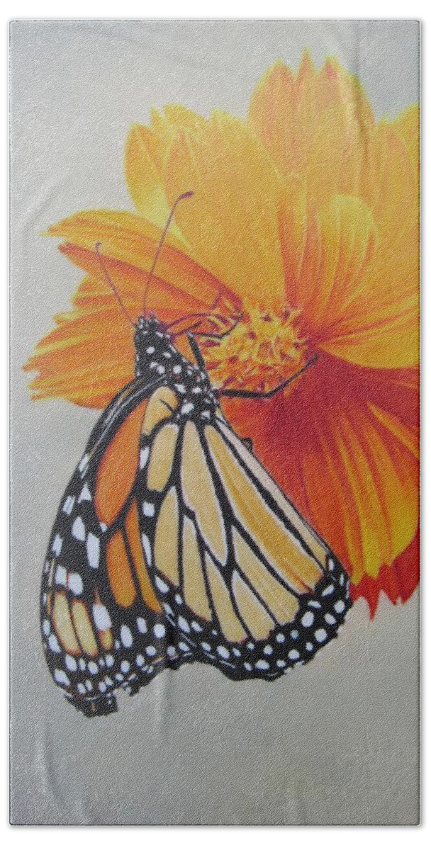 Monarch Beach Towel featuring the drawing Climb Every Flower by Kelly Speros