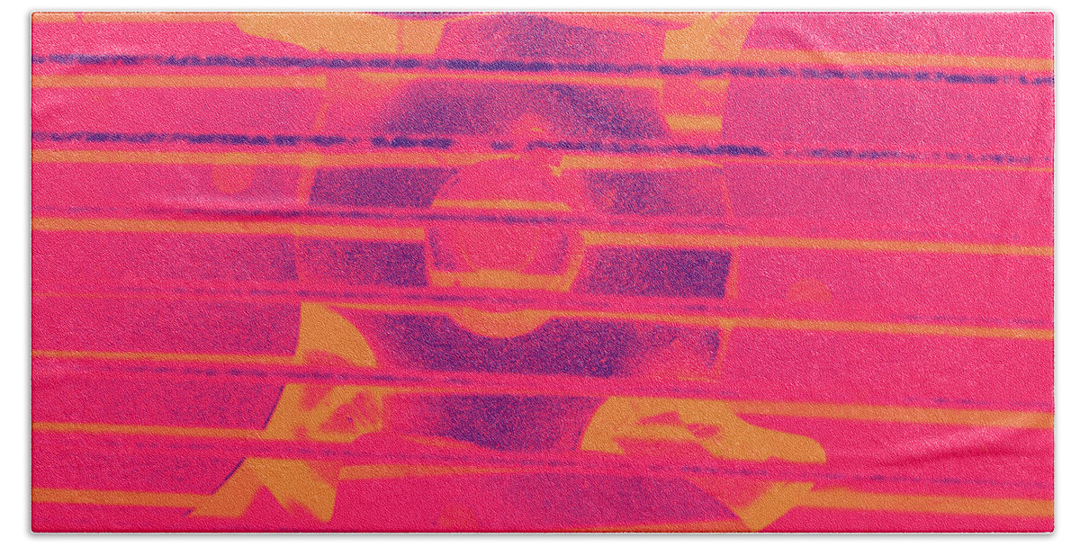 Fan Beach Towel featuring the photograph Close up of Old Fan Orange and Pink Gradient by Ali Baucom