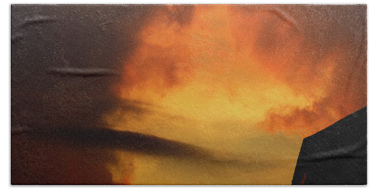 Clouds Beach Towel featuring the photograph Cloud Portal at Sunset by Linda Stern