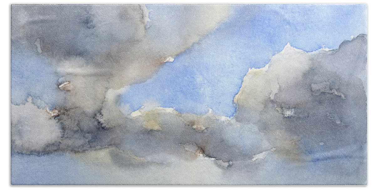 Watercolor Beach Towel featuring the painting Clouds over the sea 2 by Adriana Mueller