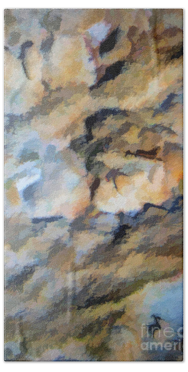 Abstract Beach Towel featuring the digital art Cloudy Day 1 by Elaine Teague