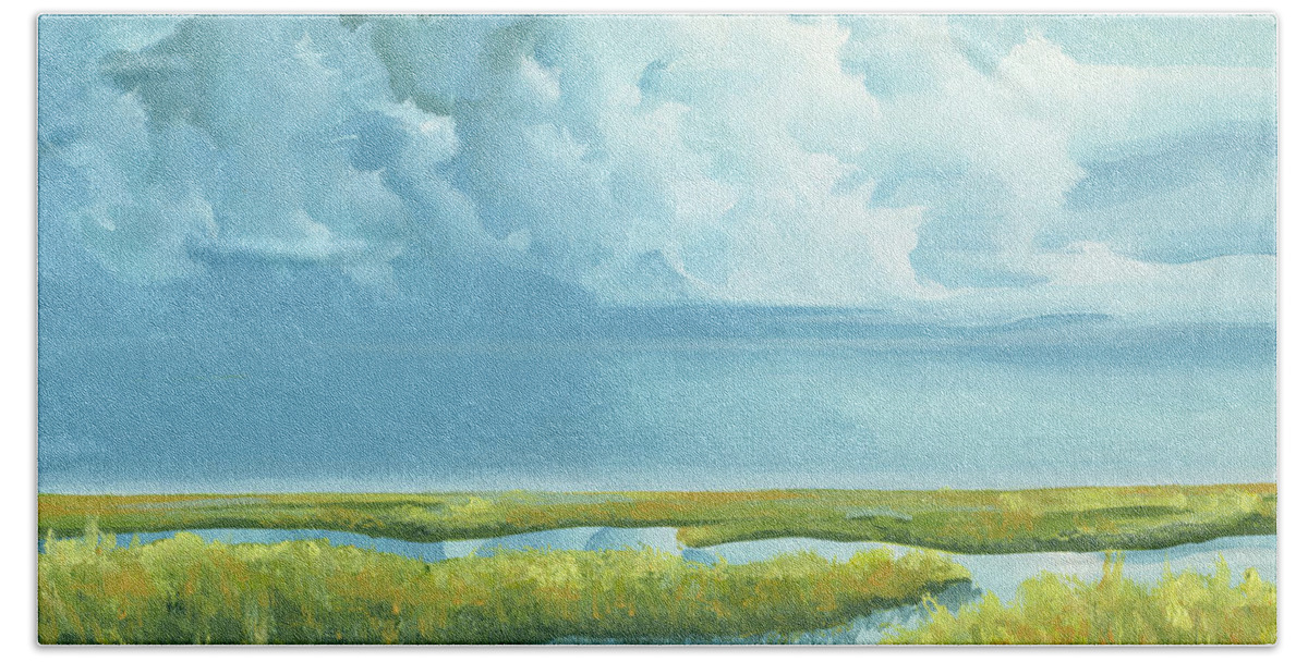 Marsh Painting Beach Sheet featuring the painting Coastal Marsh 2023 by William Love