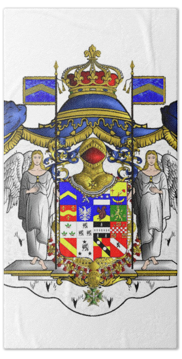 Coat Of Arms Beach Towel featuring the drawing Coat of Arms by Troy Caperton