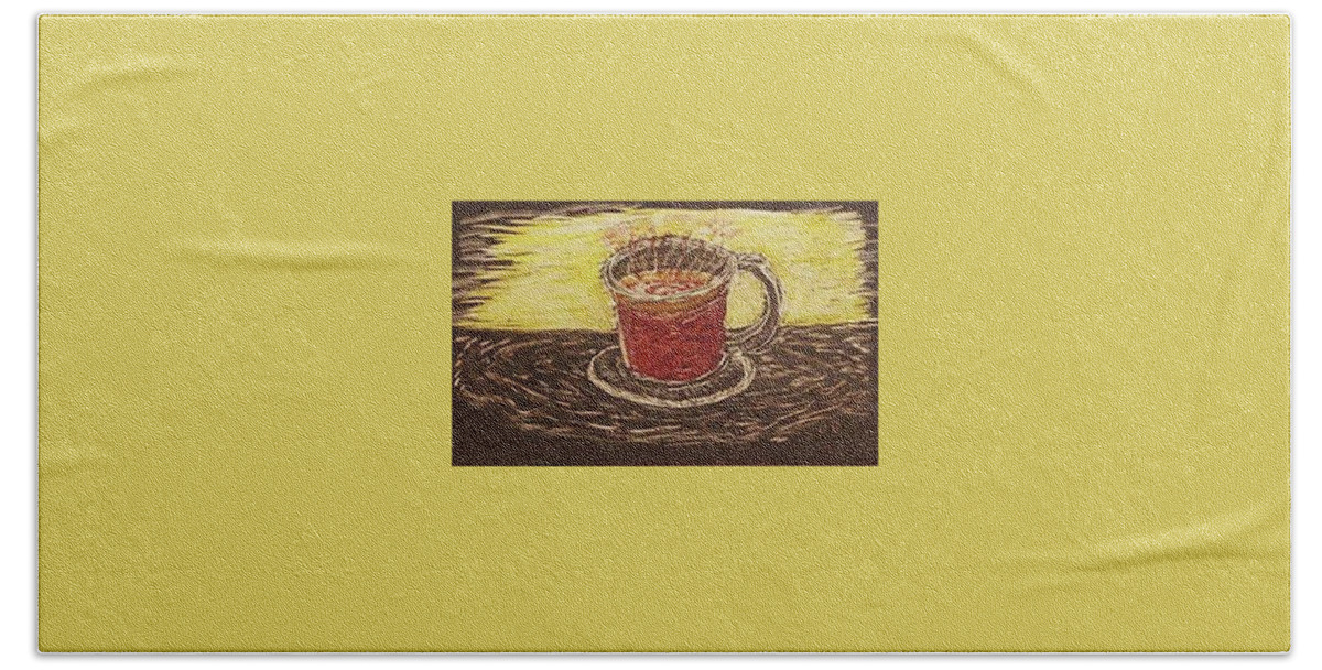 Coffee Beach Towel featuring the drawing Coffee by Branwen Drew