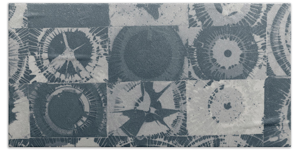 Circles Beach Towel featuring the mixed media Color Explosion in Light Grays Version by Ali Baucom