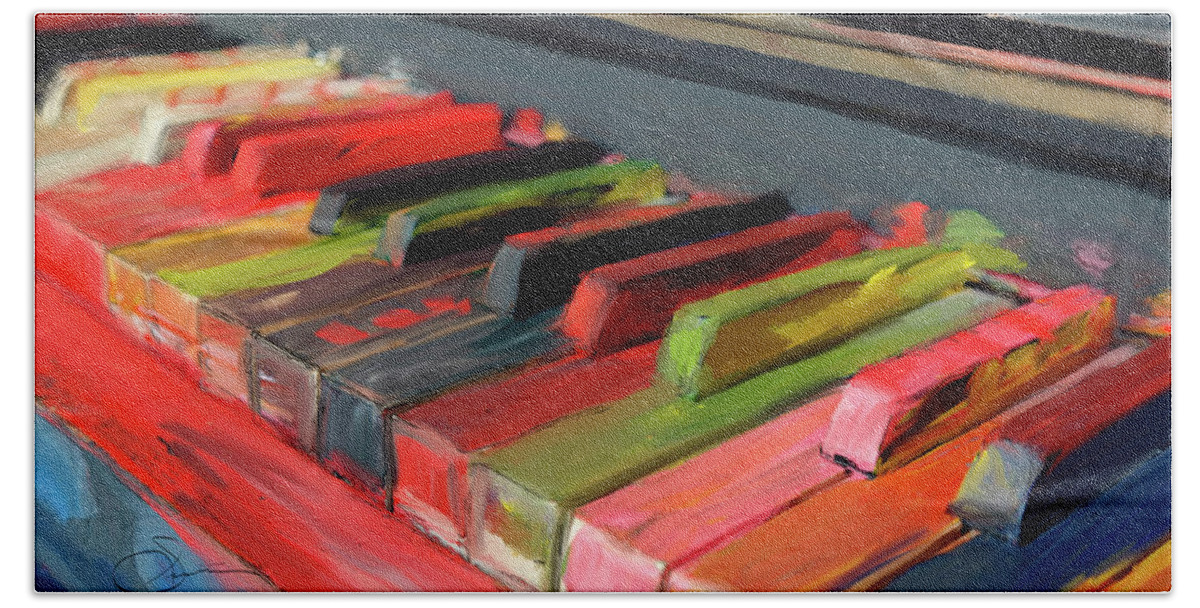 Abstract Beach Towel featuring the painting Colored Piano by Rob Smith's