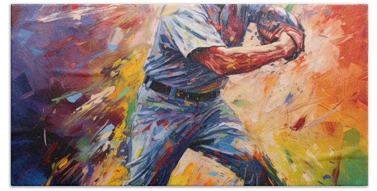 Baseball Beach Towel featuring the digital art Colorful Baseball Art by Lourry Legarde