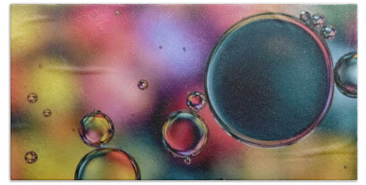 Oil Beach Towel featuring the photograph Colorful Bubbles by Cathy Kovarik