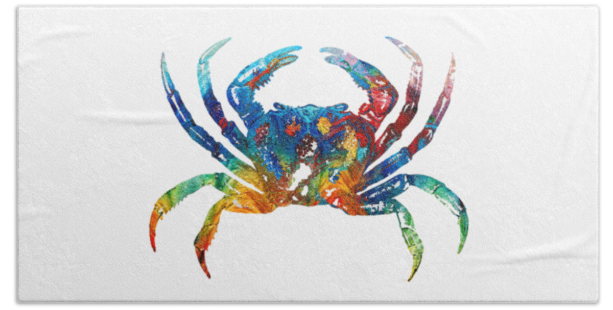 Crab Beach Towel featuring the painting Colorful Crab Art by Sharon Cummings by Sharon Cummings