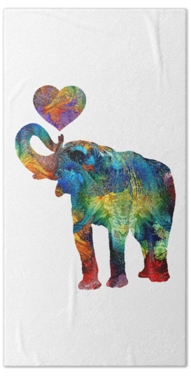 Elephant Beach Sheet featuring the painting Colorful Elephant Art - Elovephant - By Sharon Cummings by Sharon Cummings