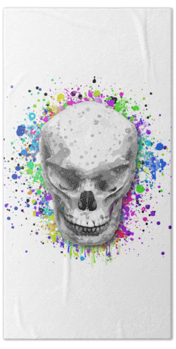 Ghost Beach Towel featuring the mixed media Colorful Evil Skull Wall Art - High Quality by Stefano Senise