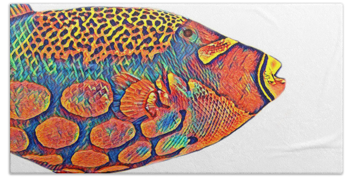 Fish Beach Towel featuring the digital art Colorful Fish by La Moon Art