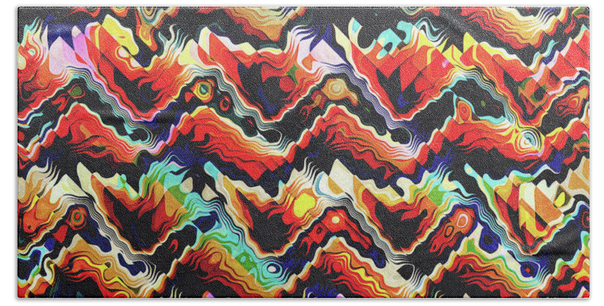 Aztec Beach Towel featuring the digital art Colorful Geometric Motif by Phil Perkins