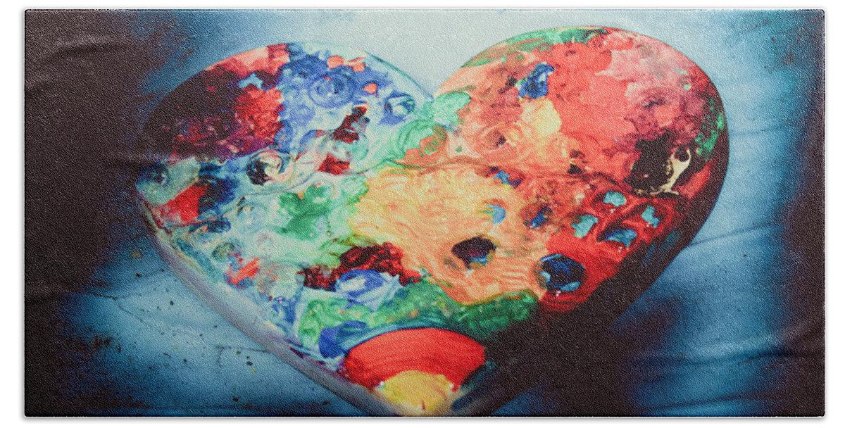 Heart Beach Towel featuring the photograph Colorful Heart in Water by W Craig Photography