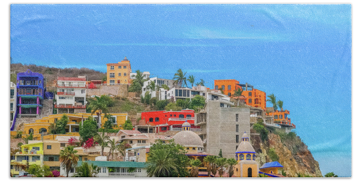 Architecture Beach Towel featuring the photograph Colorful Hilltop Condos by Darryl Brooks