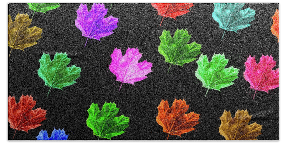 Colorful Leaf Collage Beach Towel featuring the mixed media Colorful Leaf Collage by Dan Sproul